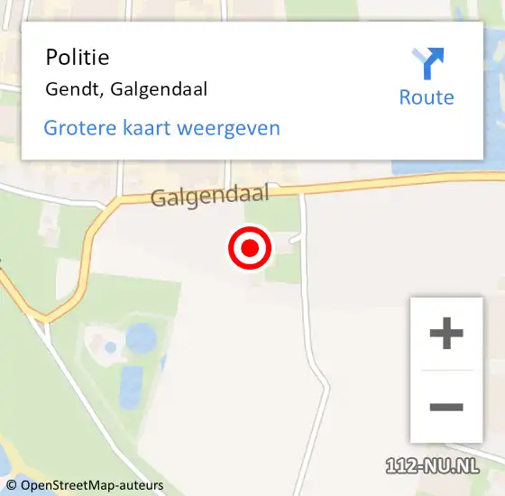 Locatie op kaart van de 112 melding: Politie Gendt, Galgendaal op 7 oktober 2022 11:52