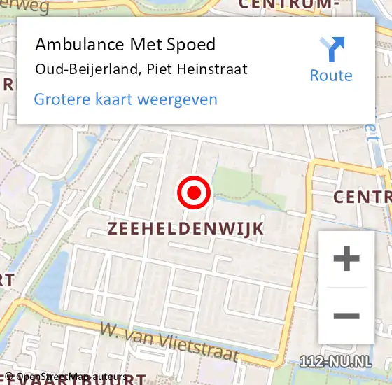 Locatie op kaart van de 112 melding: Ambulance Met Spoed Naar Oud-Beijerland, Piet Heinstraat op 7 oktober 2022 12:27