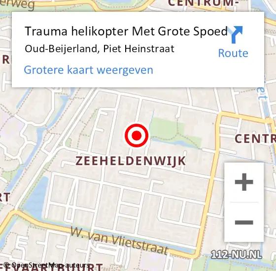 Locatie op kaart van de 112 melding: Trauma helikopter Met Grote Spoed Naar Oud-Beijerland, Piet Heinstraat op 7 oktober 2022 12:31