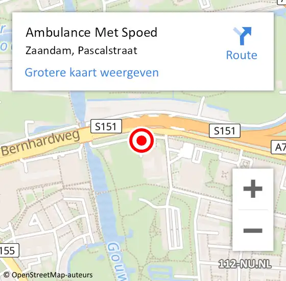 Locatie op kaart van de 112 melding: Ambulance Met Spoed Naar Zaandam, Pascalstraat op 7 oktober 2022 12:38