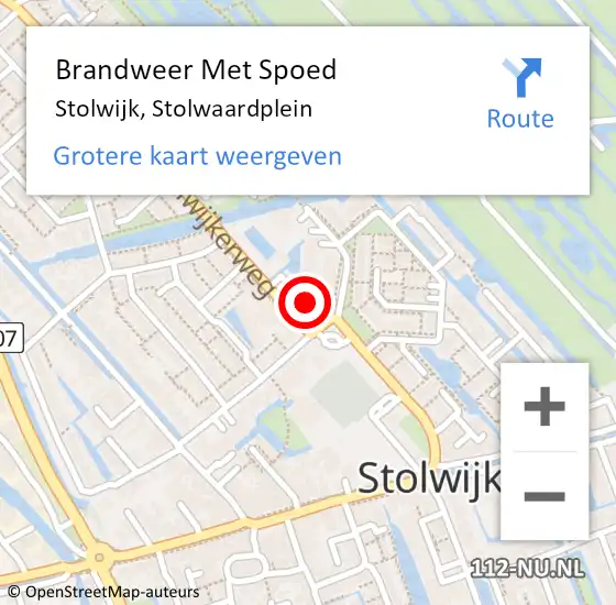 Locatie op kaart van de 112 melding: Brandweer Met Spoed Naar Stolwijk, Stolwaardplein op 7 oktober 2022 12:40