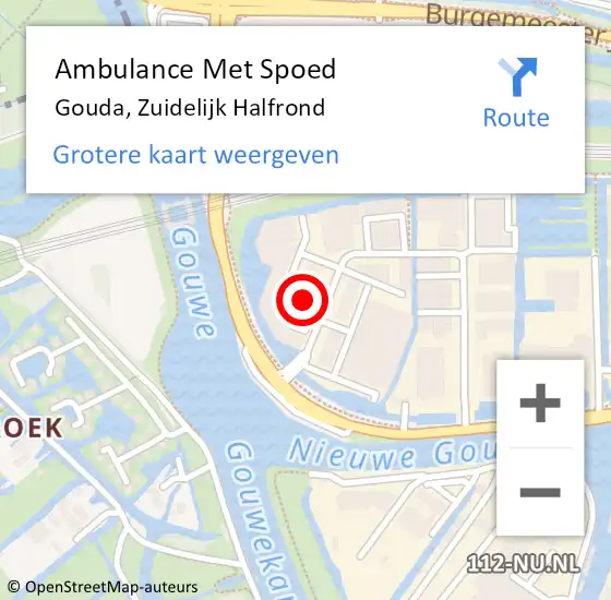 Locatie op kaart van de 112 melding: Ambulance Met Spoed Naar Gouda, Zuidelijk Halfrond op 7 oktober 2022 13:00