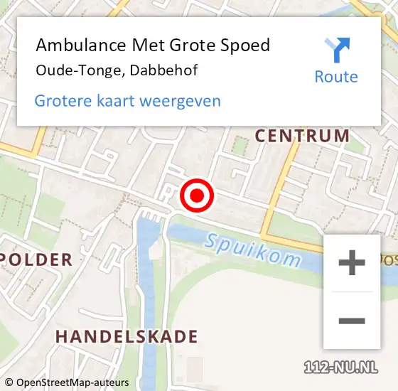 Locatie op kaart van de 112 melding: Ambulance Met Grote Spoed Naar Oude-Tonge, Dabbehof op 7 oktober 2022 13:14