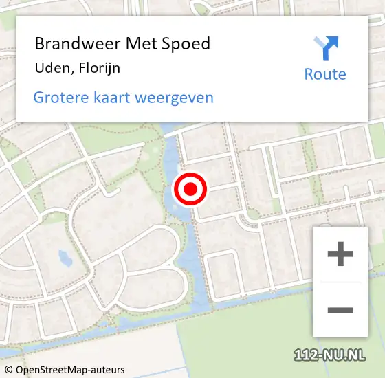 Locatie op kaart van de 112 melding: Brandweer Met Spoed Naar Uden, Florijn op 7 oktober 2022 13:15