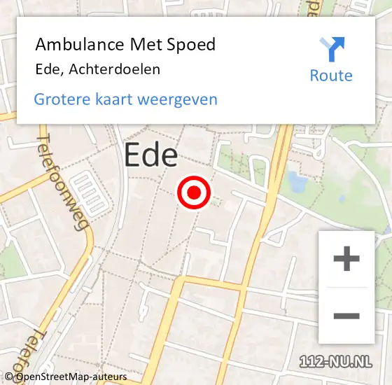 Locatie op kaart van de 112 melding: Ambulance Met Spoed Naar Ede, Achterdoelen op 7 oktober 2022 13:29