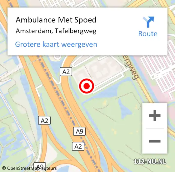 Locatie op kaart van de 112 melding: Ambulance Met Spoed Naar Amsterdam-Zuidoost, Tafelbergweg op 7 oktober 2022 13:52