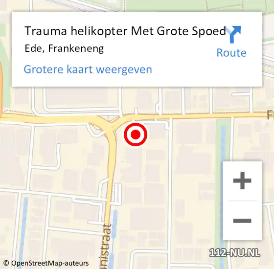 Locatie op kaart van de 112 melding: Trauma helikopter Met Grote Spoed Naar Ede, Frankeneng op 7 oktober 2022 13:59