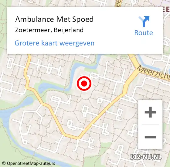 Locatie op kaart van de 112 melding: Ambulance Met Spoed Naar Zoetermeer, Beijerland op 7 oktober 2022 14:00