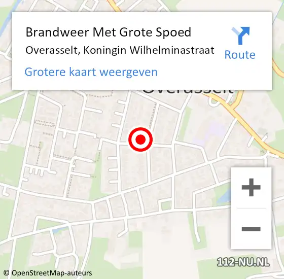 Locatie op kaart van de 112 melding: Brandweer Met Grote Spoed Naar Overasselt, Koningin Wilhelminastraat op 7 oktober 2022 14:18
