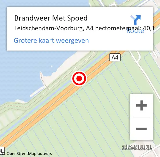 Locatie op kaart van de 112 melding: Brandweer Met Spoed Naar Leidschendam-Voorburg, A4 hectometerpaal: 40,1 op 7 oktober 2022 14:19