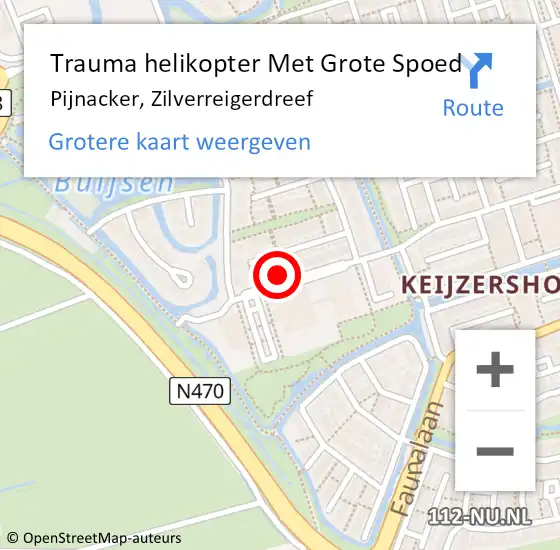 Locatie op kaart van de 112 melding: Trauma helikopter Met Grote Spoed Naar Pijnacker, Zilverreigerdreef op 7 oktober 2022 14:19