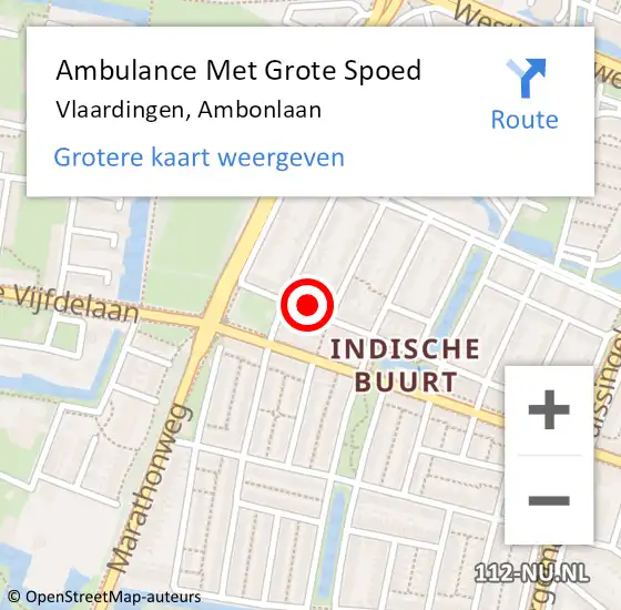 Locatie op kaart van de 112 melding: Ambulance Met Grote Spoed Naar Vlaardingen, Ambonlaan op 7 oktober 2022 14:26