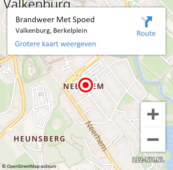 Locatie op kaart van de 112 melding: Brandweer Met Spoed Naar Valkenburg, Berkelplein op 7 oktober 2022 14:30