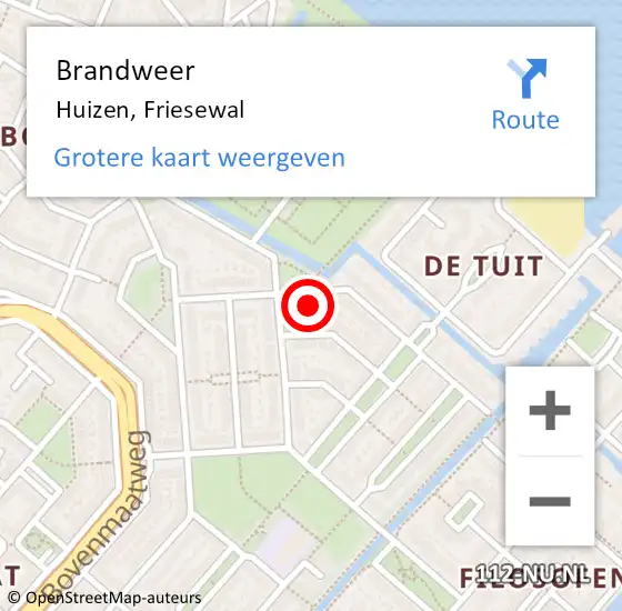 Locatie op kaart van de 112 melding: Brandweer Huizen, Friesewal op 7 oktober 2022 14:31