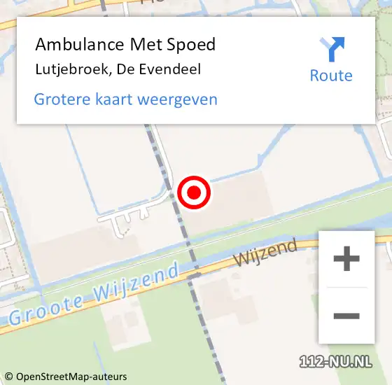 Locatie op kaart van de 112 melding: Ambulance Met Spoed Naar Lutjebroek, De Evendeel op 7 oktober 2022 14:51