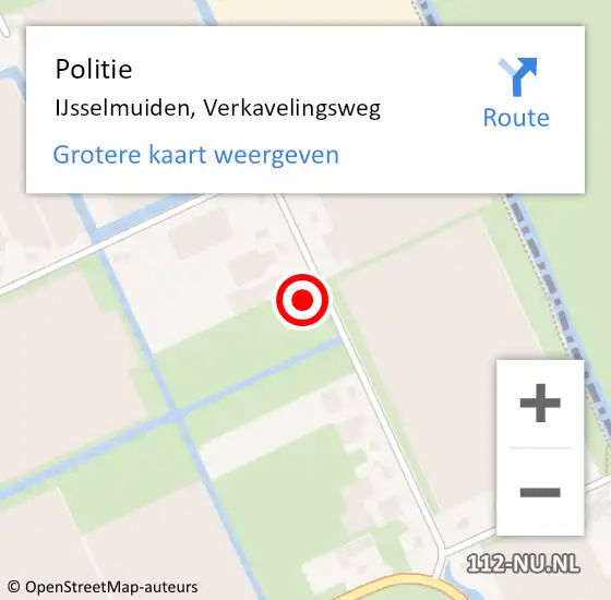 Locatie op kaart van de 112 melding: Politie IJsselmuiden, Verkavelingsweg op 7 oktober 2022 14:53