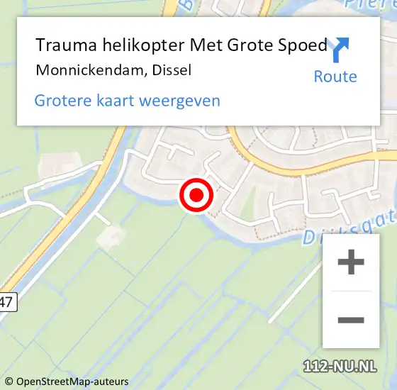 Locatie op kaart van de 112 melding: Trauma helikopter Met Grote Spoed Naar Monnickendam, Dissel op 7 oktober 2022 15:05