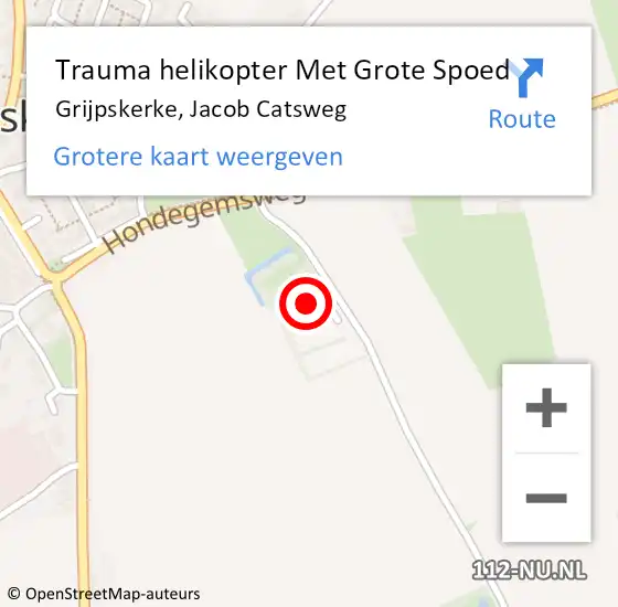 Locatie op kaart van de 112 melding: Trauma helikopter Met Grote Spoed Naar Grijpskerke, Jacob Catsweg op 7 oktober 2022 15:06