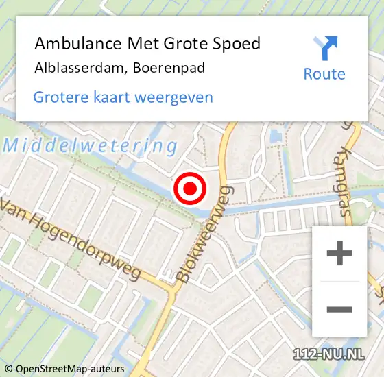 Locatie op kaart van de 112 melding: Ambulance Met Grote Spoed Naar Alblasserdam, Boerenpad op 7 oktober 2022 15:09