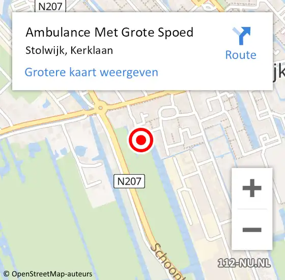 Locatie op kaart van de 112 melding: Ambulance Met Grote Spoed Naar Stolwijk, Kerklaan op 7 oktober 2022 16:10