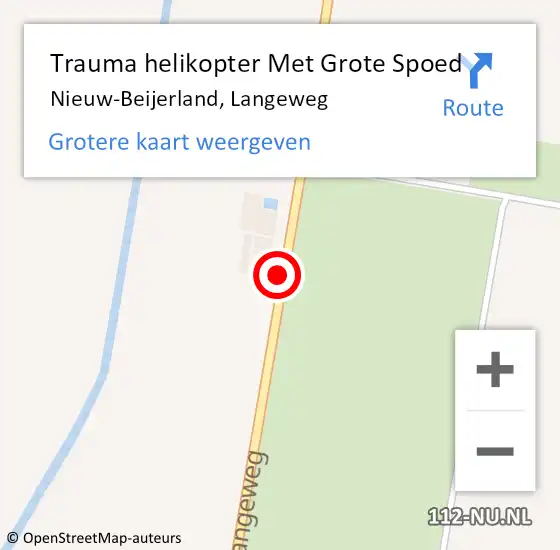 Locatie op kaart van de 112 melding: Trauma helikopter Met Grote Spoed Naar Nieuw-Beijerland, Langeweg op 7 oktober 2022 16:23