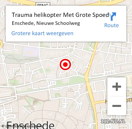 Locatie op kaart van de 112 melding: Trauma helikopter Met Grote Spoed Naar Enschede, Nieuwe Schoolweg op 7 oktober 2022 16:33