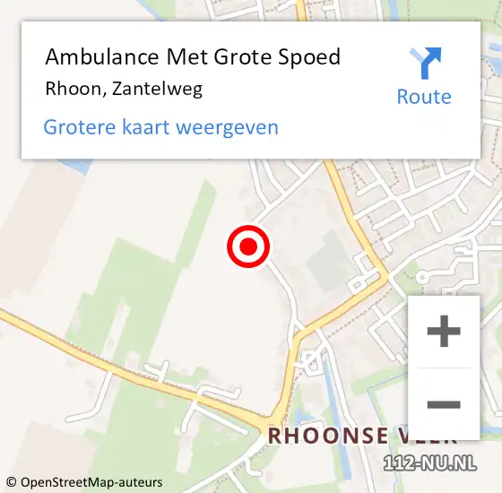 Locatie op kaart van de 112 melding: Ambulance Met Grote Spoed Naar Rhoon, Zantelweg op 7 oktober 2022 17:00