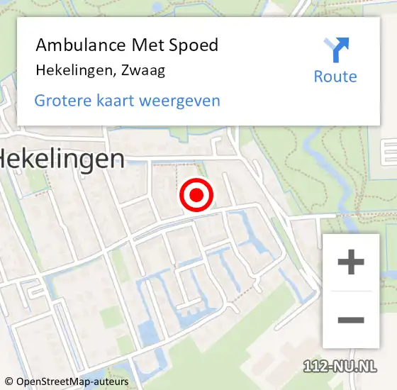 Locatie op kaart van de 112 melding: Ambulance Met Spoed Naar Hekelingen, Zwaag op 7 oktober 2022 17:05