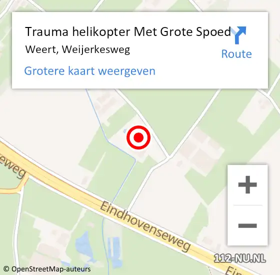 Locatie op kaart van de 112 melding: Trauma helikopter Met Grote Spoed Naar Weert, Weijerkesweg op 7 oktober 2022 17:20