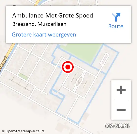 Locatie op kaart van de 112 melding: Ambulance Met Grote Spoed Naar Breezand, Muscarilaan op 7 oktober 2022 17:27