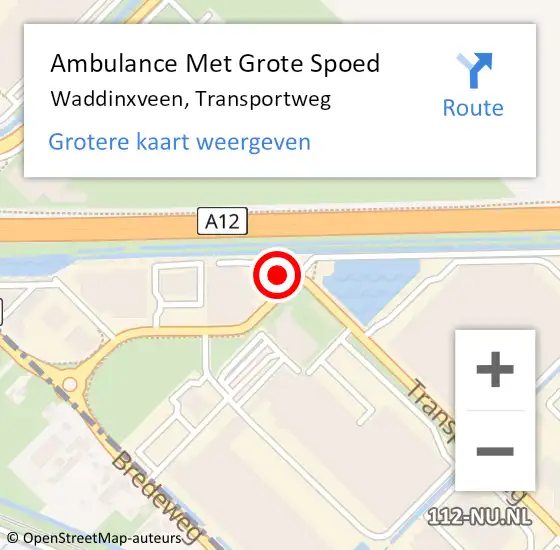 Locatie op kaart van de 112 melding: Ambulance Met Grote Spoed Naar Waddinxveen, Transportweg op 7 oktober 2022 17:40