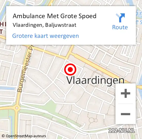 Locatie op kaart van de 112 melding: Ambulance Met Grote Spoed Naar Vlaardingen, Baljuwstraat op 7 oktober 2022 17:43