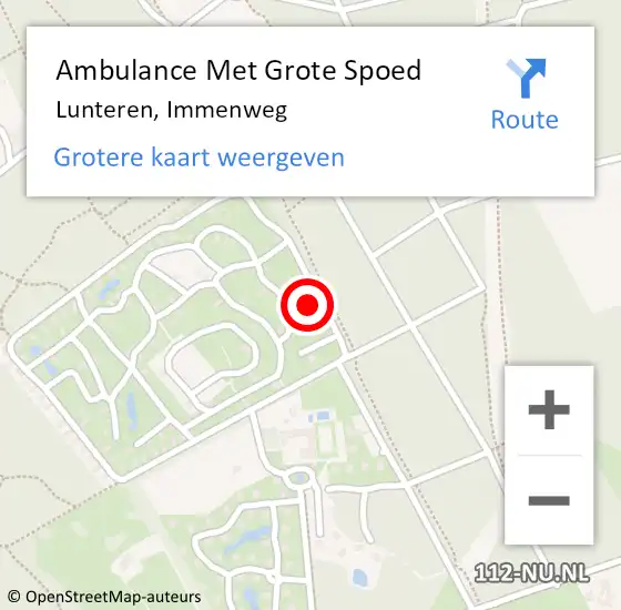 Locatie op kaart van de 112 melding: Ambulance Met Grote Spoed Naar Lunteren, Immenweg op 7 oktober 2022 17:47