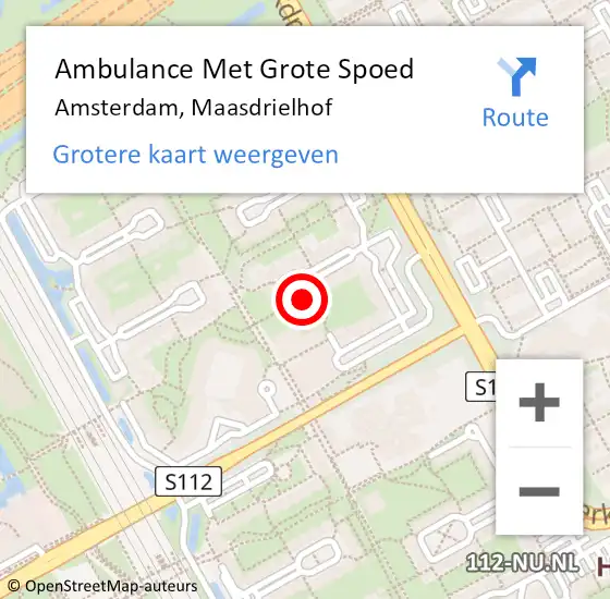 Locatie op kaart van de 112 melding: Ambulance Met Grote Spoed Naar Amsterdam-Zuidoost, Maasdrielhof op 7 oktober 2022 17:53