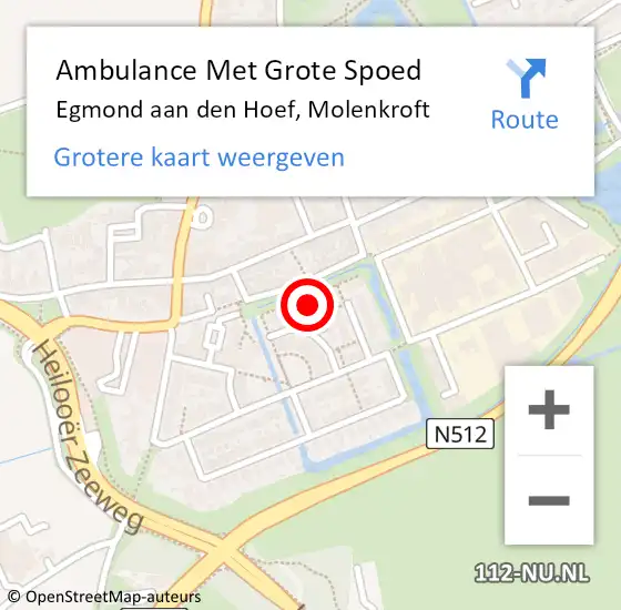 Locatie op kaart van de 112 melding: Ambulance Met Grote Spoed Naar Egmond aan den Hoef, Molenkroft op 7 oktober 2022 17:54