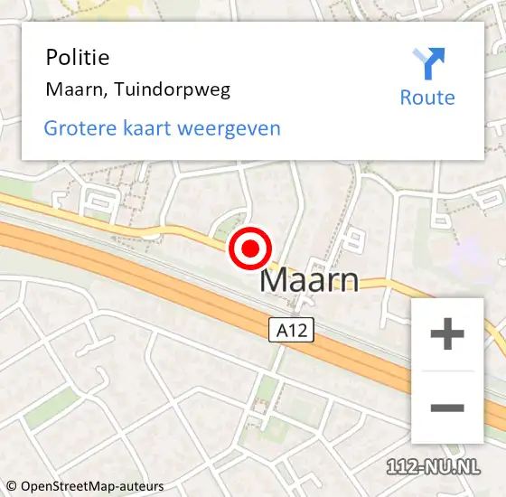 Locatie op kaart van de 112 melding: Politie Maarn, Tuindorpweg op 7 oktober 2022 18:01