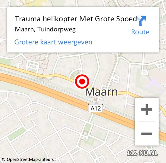 Locatie op kaart van de 112 melding: Trauma helikopter Met Grote Spoed Naar Maarn, Tuindorpweg op 7 oktober 2022 18:08