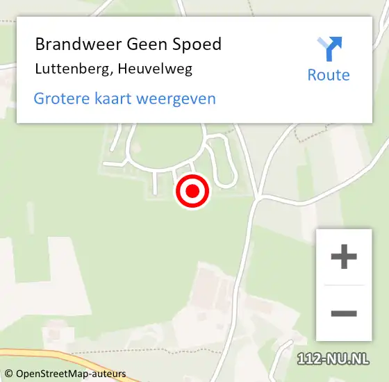 Locatie op kaart van de 112 melding: Brandweer Geen Spoed Naar Luttenberg, Heuvelweg op 7 oktober 2022 18:10