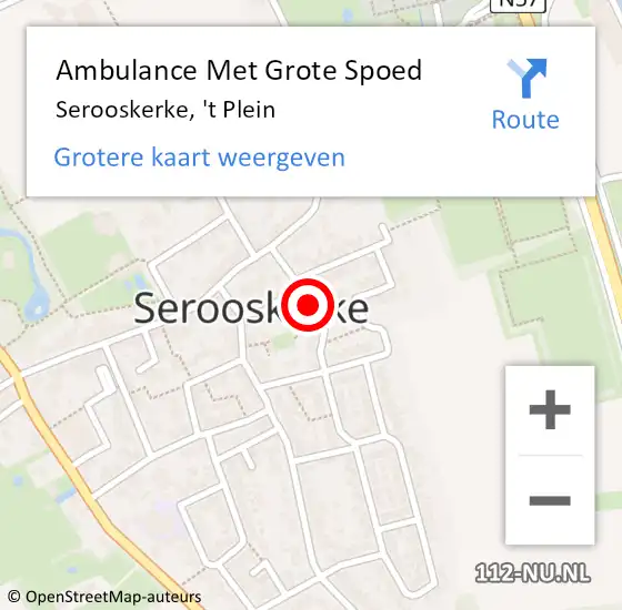 Locatie op kaart van de 112 melding: Ambulance Met Grote Spoed Naar Serooskerke, 't Plein op 31 juli 2014 17:43