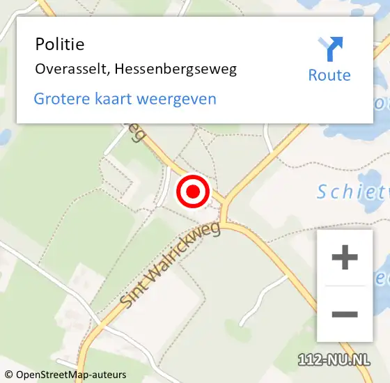 Locatie op kaart van de 112 melding: Politie Overasselt, Hessenbergseweg op 7 oktober 2022 18:57