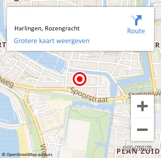 Locatie op kaart van de 112 melding:  Harlingen, Rozengracht op 7 oktober 2022 19:10