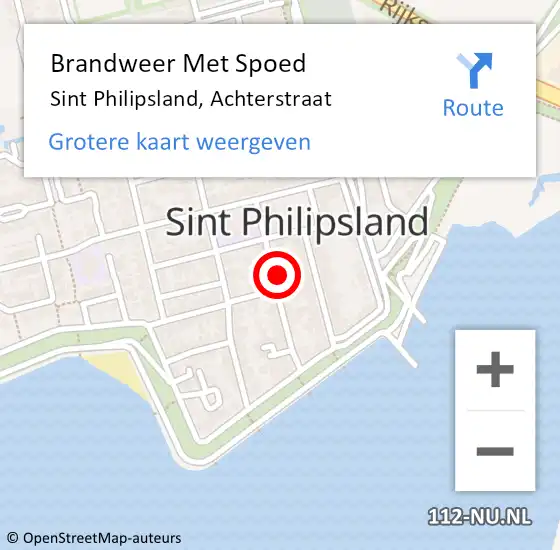 Locatie op kaart van de 112 melding: Brandweer Met Spoed Naar Sint Philipsland, Achterstraat op 7 oktober 2022 19:37