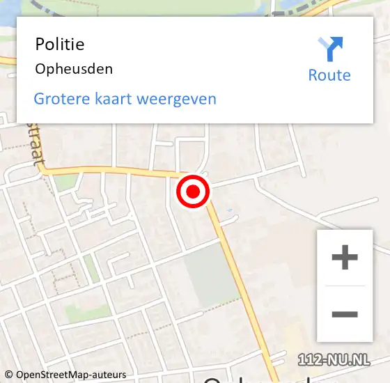 Locatie op kaart van de 112 melding: Politie Opheusden op 7 oktober 2022 19:49