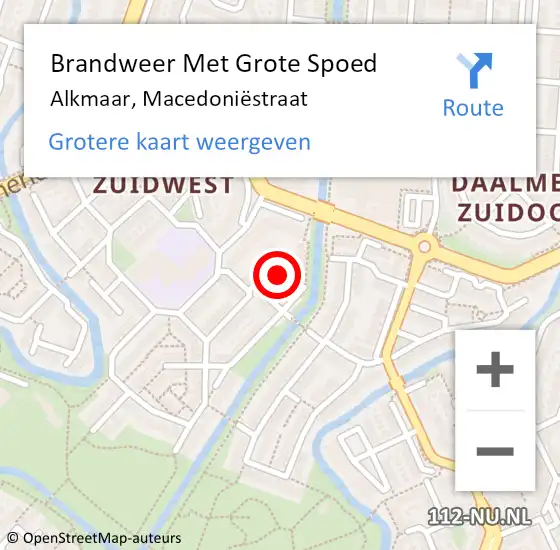 Locatie op kaart van de 112 melding: Brandweer Met Grote Spoed Naar Alkmaar, Macedoniëstraat op 7 oktober 2022 20:18