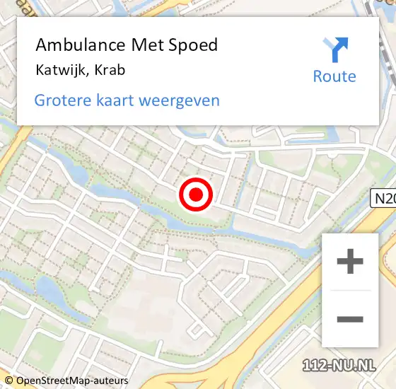 Locatie op kaart van de 112 melding: Ambulance Met Spoed Naar Katwijk, Krab op 7 oktober 2022 20:22