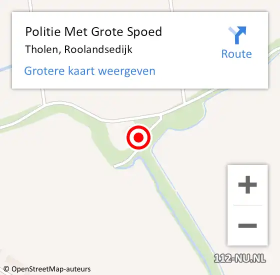 Locatie op kaart van de 112 melding: Politie Met Grote Spoed Naar Tholen, Roolandsedijk op 7 oktober 2022 20:42