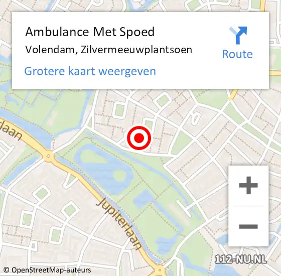 Locatie op kaart van de 112 melding: Ambulance Met Spoed Naar Volendam, Zilvermeeuwplantsoen op 7 oktober 2022 20:47