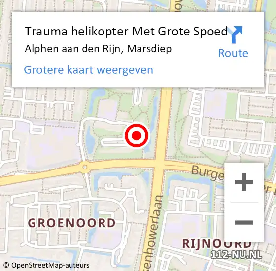 Locatie op kaart van de 112 melding: Trauma helikopter Met Grote Spoed Naar Alphen aan den Rijn, Marsdiep op 7 oktober 2022 20:53