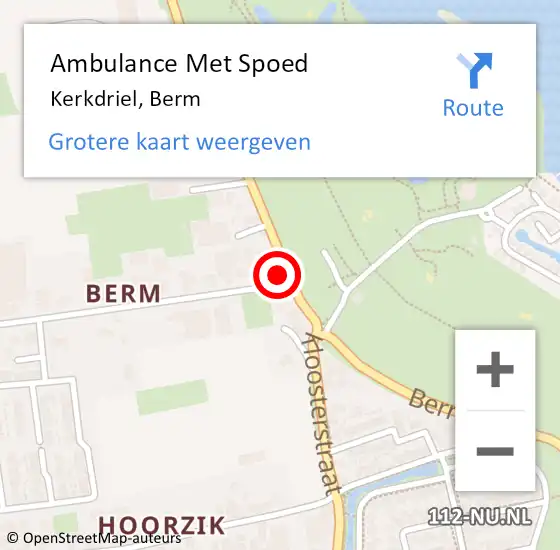 Locatie op kaart van de 112 melding: Ambulance Met Spoed Naar Kerkdriel, Berm op 7 oktober 2022 21:13