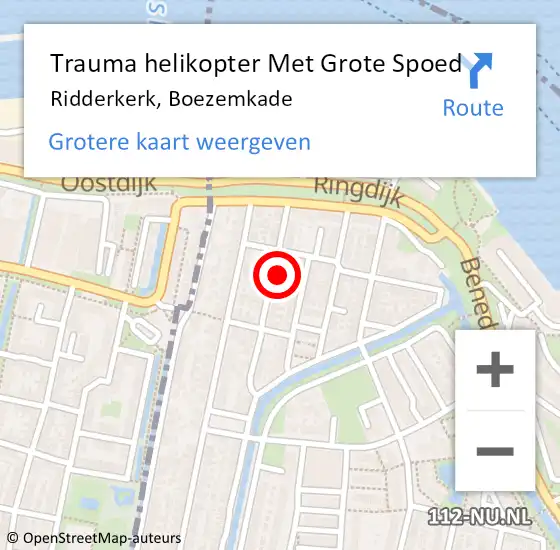 Locatie op kaart van de 112 melding: Trauma helikopter Met Grote Spoed Naar Ridderkerk, Boezemkade op 7 oktober 2022 21:29